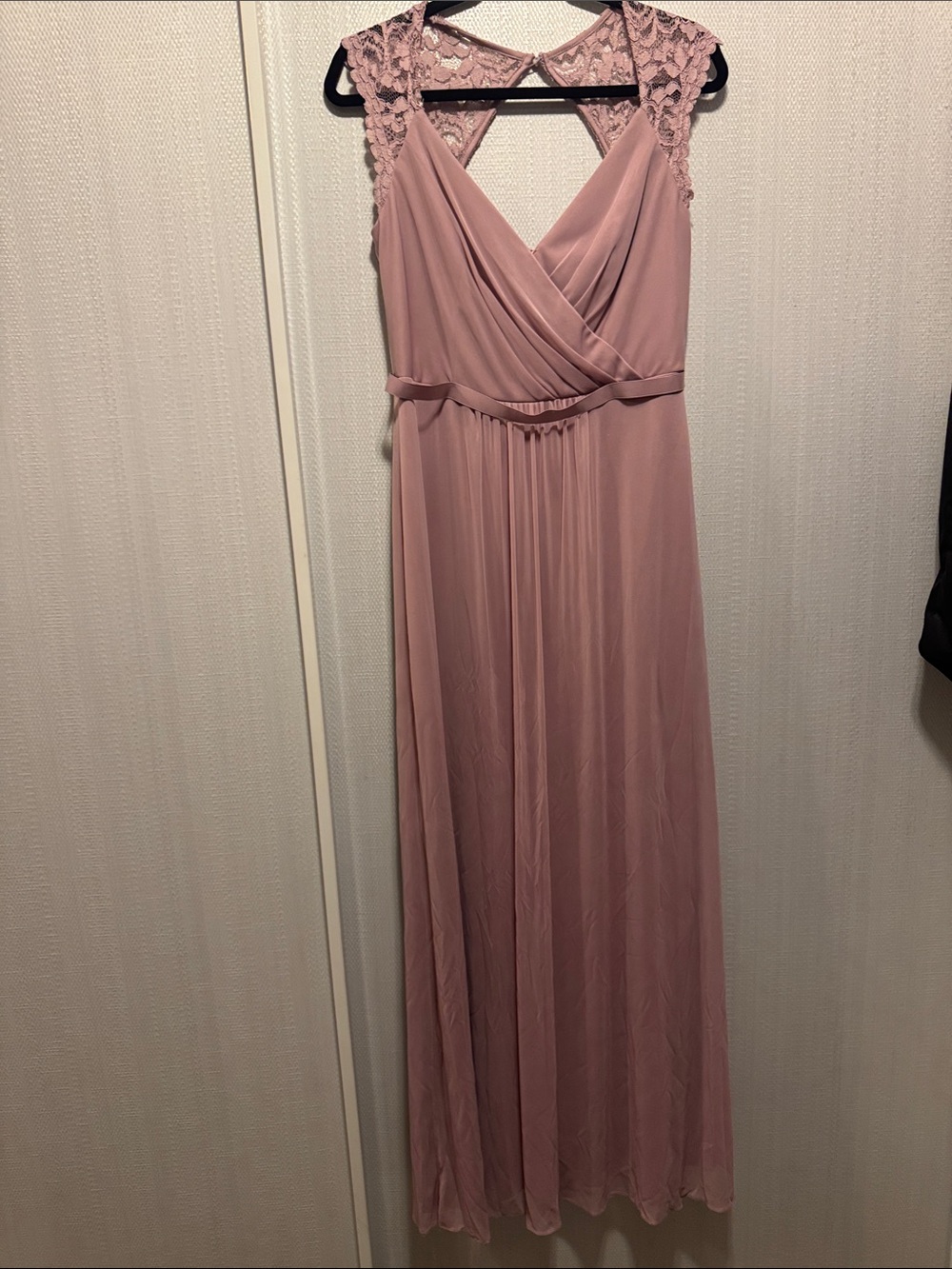 David's Bridal Dusty purple/lilac Lace-Shoulder Maxi Dress